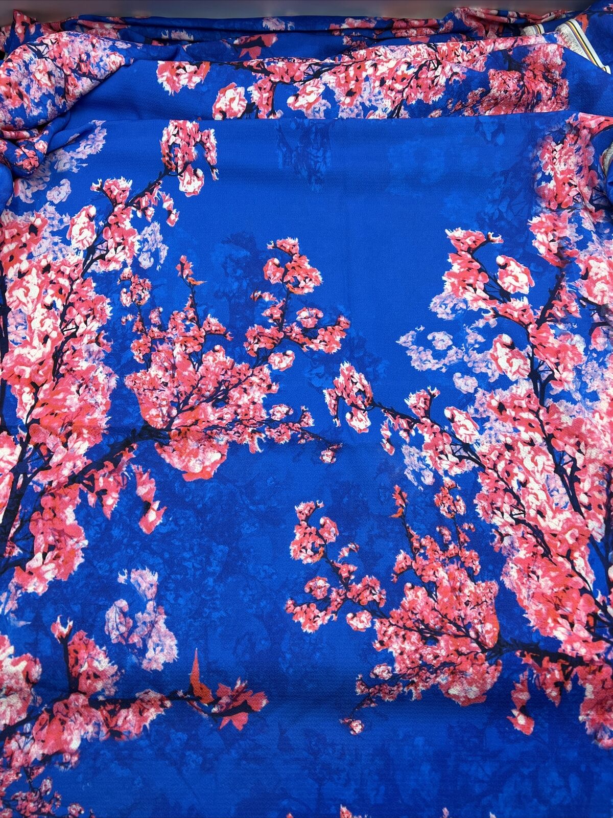 Blue Blossom Print Chiffon Fabric - T9 Fabrics