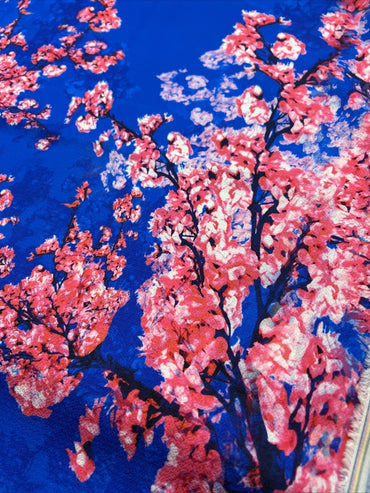 Blue Blossom Print Chiffon Fabric - T9 Fabrics