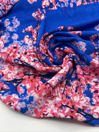 Blue Blossom Print Chiffon Fabric - T9 Fabrics