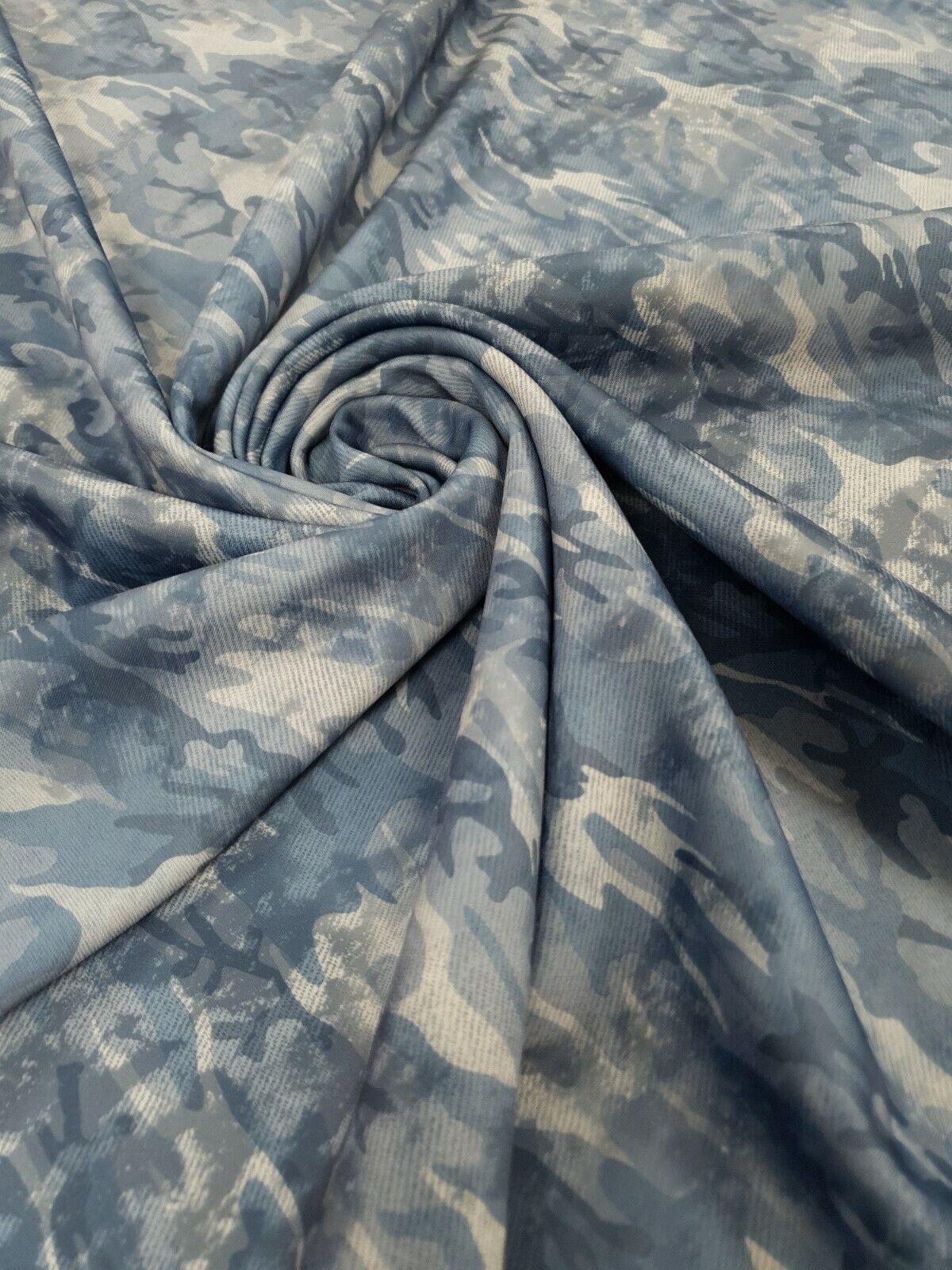 Blue Camo Printed Plain Scuba Fabric - T9 Fabrics