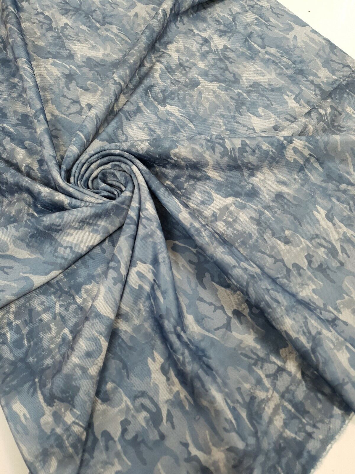 Blue Camo Printed Plain Scuba Fabric - T9 Fabrics