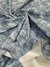 Blue Camo Printed Plain Scuba Fabric - T9 Fabrics