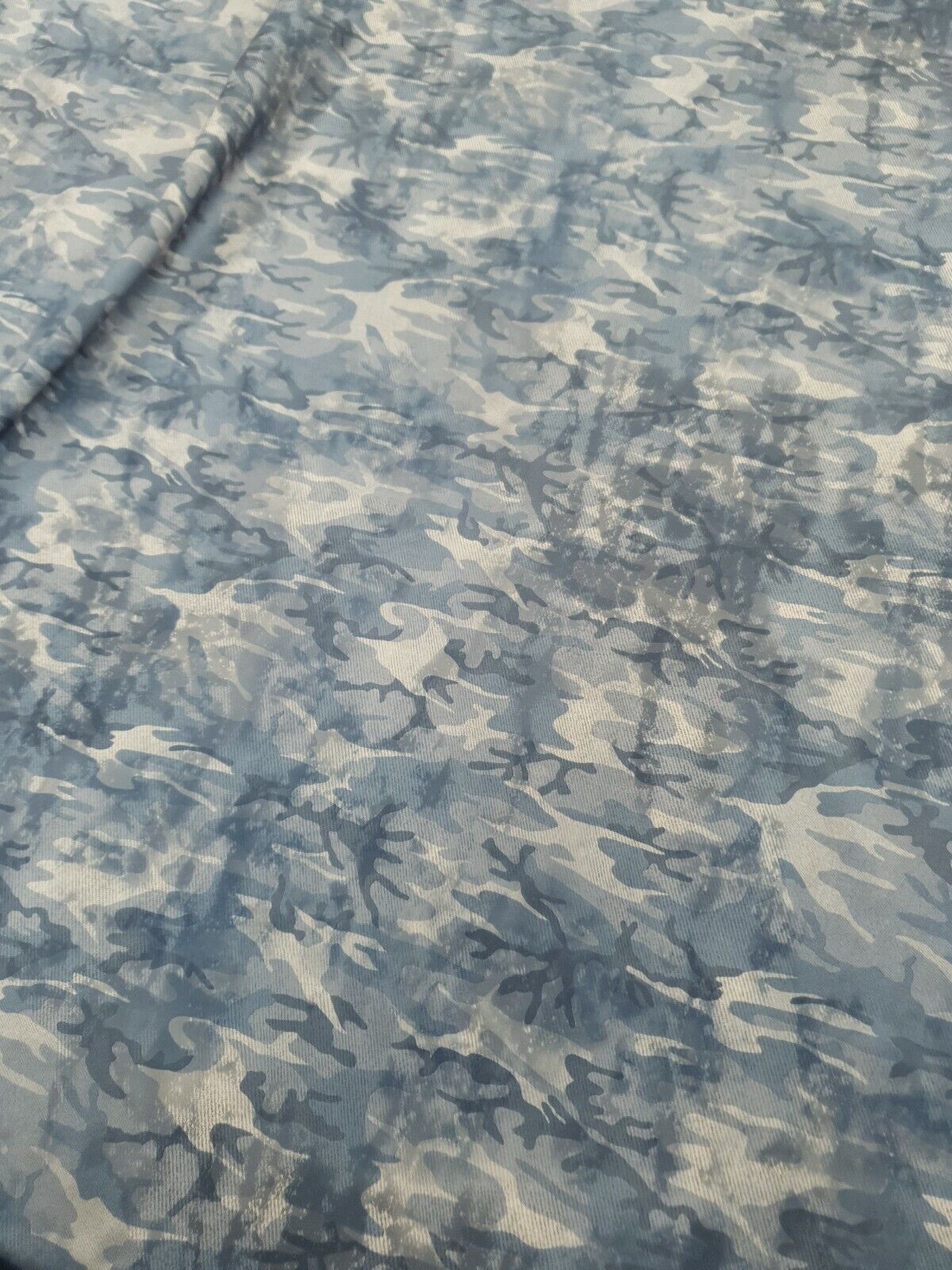 Blue Camo Printed Plain Scuba Fabric - T9 Fabrics