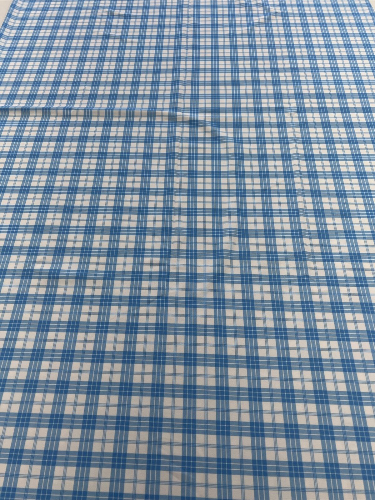 Blue Check Printed Scuba Crepe Jersey Fabric 4 Way Stretch - T9 Fabrics