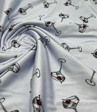 Blue Cocktail Super Soft Print Spun Poly Stretch Fabric - T9 Fabrics