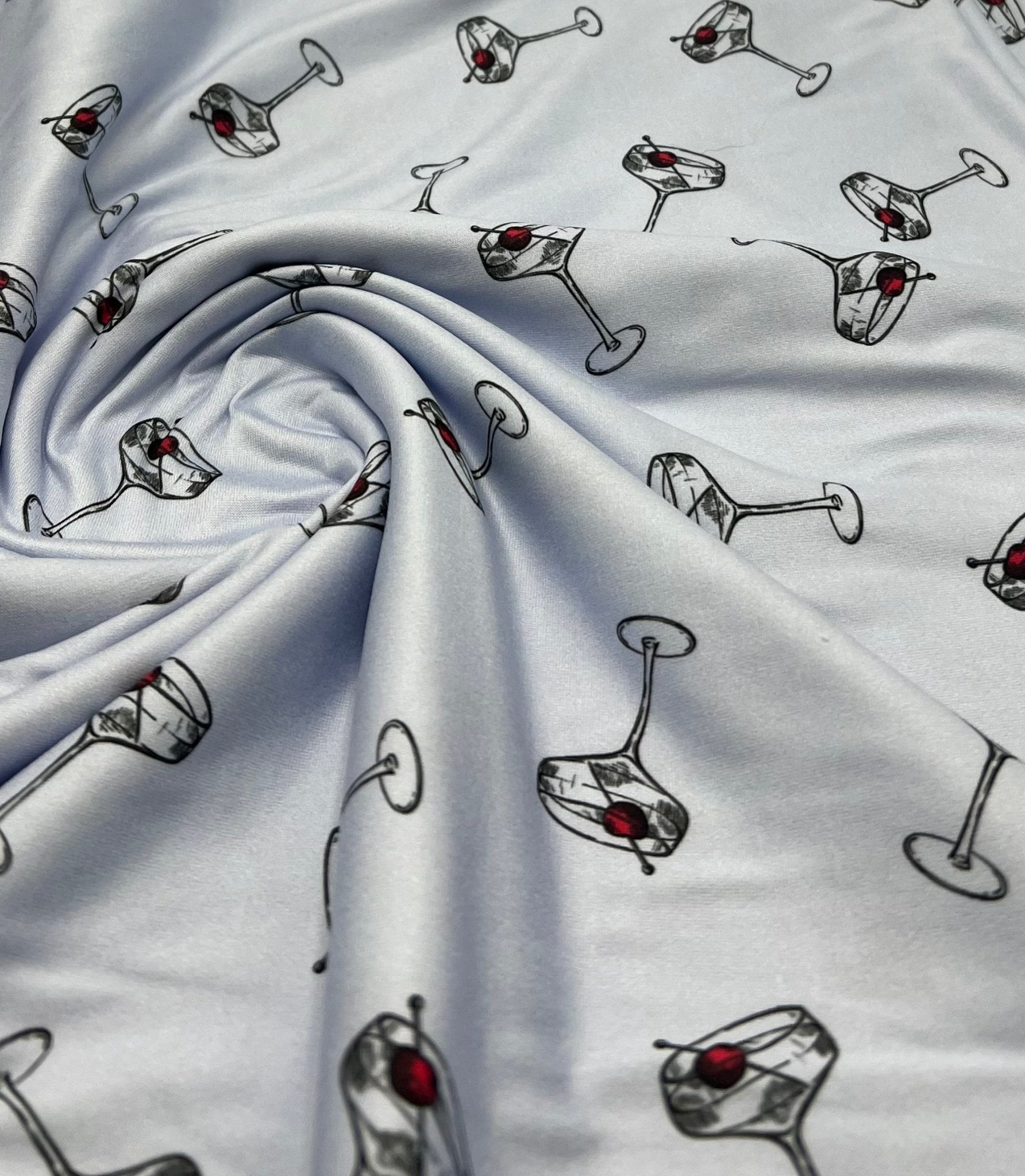 Blue Cocktail Super Soft Print Spun Poly Stretch Fabric - T9 Fabrics