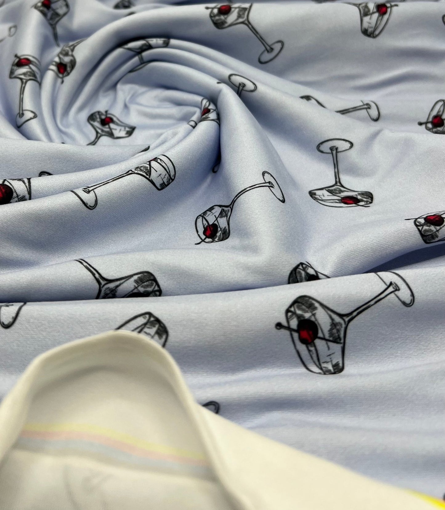 Blue Cocktail Super Soft Print Spun Poly Stretch Fabric - T9 Fabrics