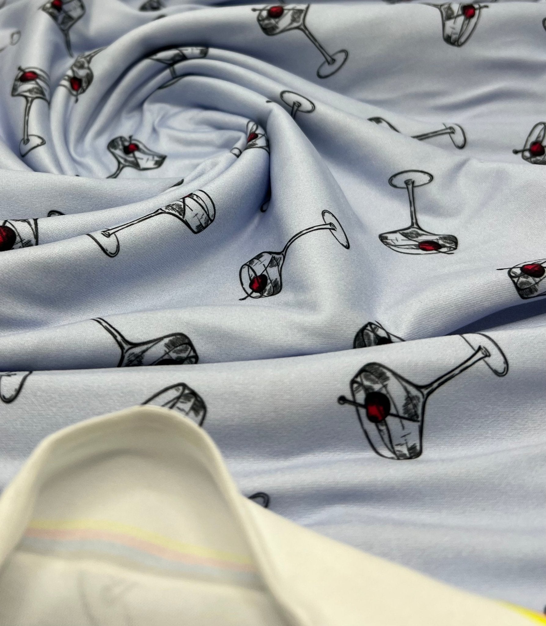 Blue Cocktail Super Soft Print Spun Poly Stretch Fabric - T9 Fabrics