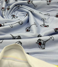 Blue Cocktail Super Soft Print Spun Poly Stretch Fabric - T9 Fabrics