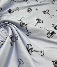 Blue Cocktail Super Soft Print Spun Poly Stretch Fabric - T9 Fabrics