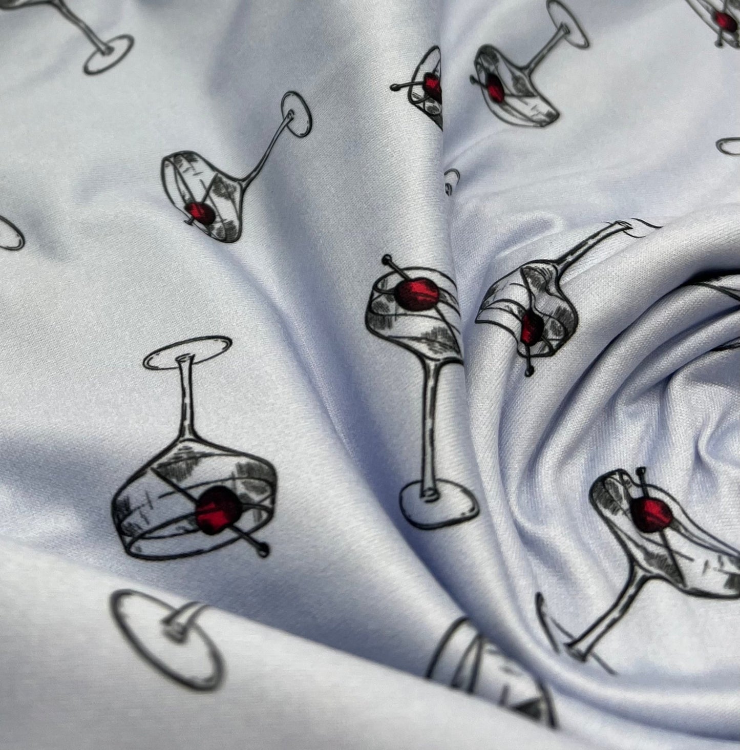 Blue Cocktail Super Soft Print Spun Poly Stretch Fabric - T9 Fabrics