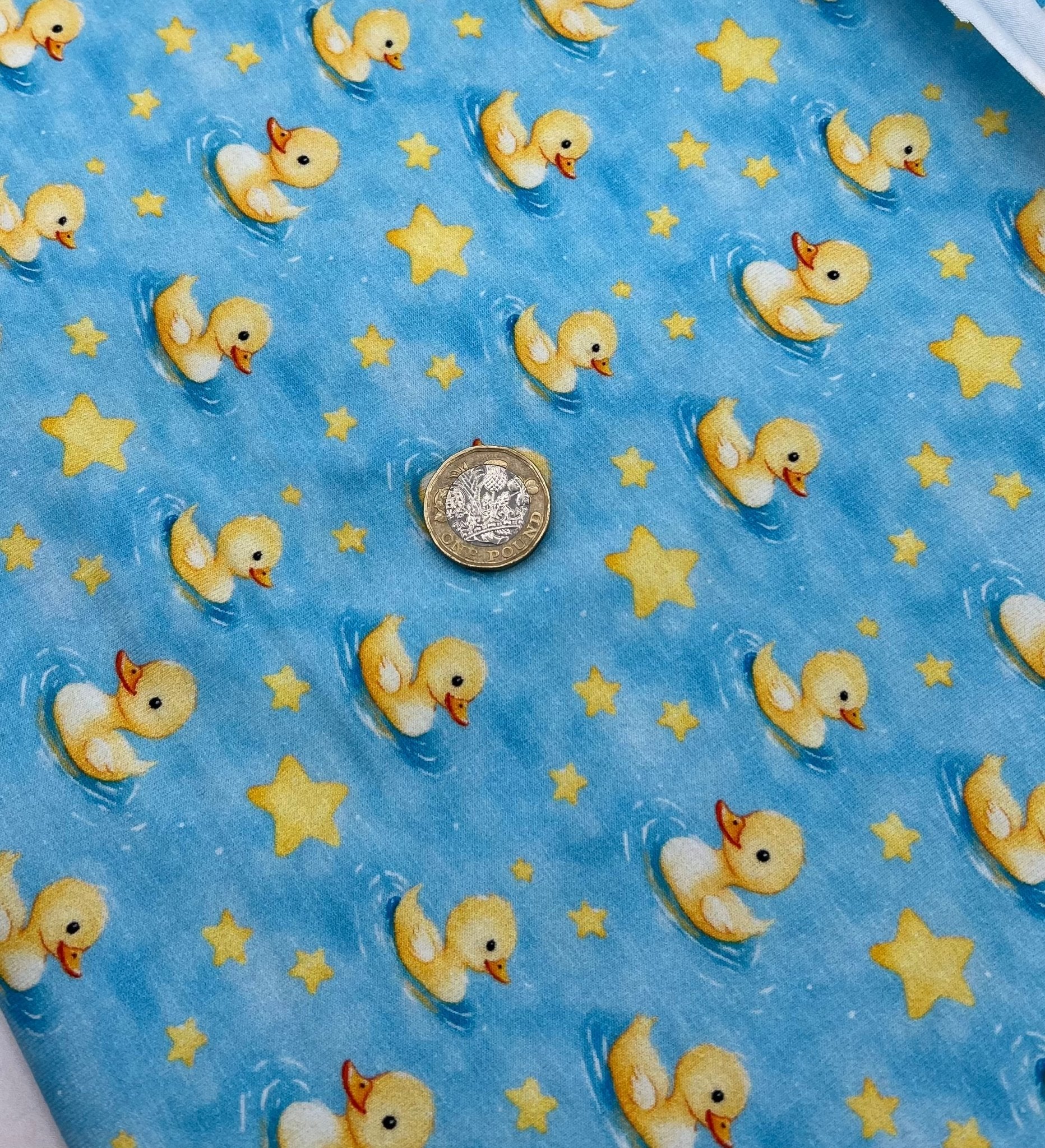 Blue Ducks Print Cotton Stretch Jersey 200 GSM 95/5 Lycra 4 Way Stretch - T9 Fabrics