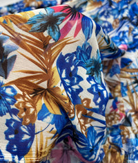 Blue Floral Lightweight Crepe Non Stretch Fabric - T9 Fabrics