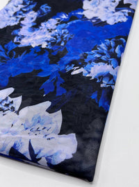 Blue Floral Mix Mesh Fabric Stretch - T9 Fabrics