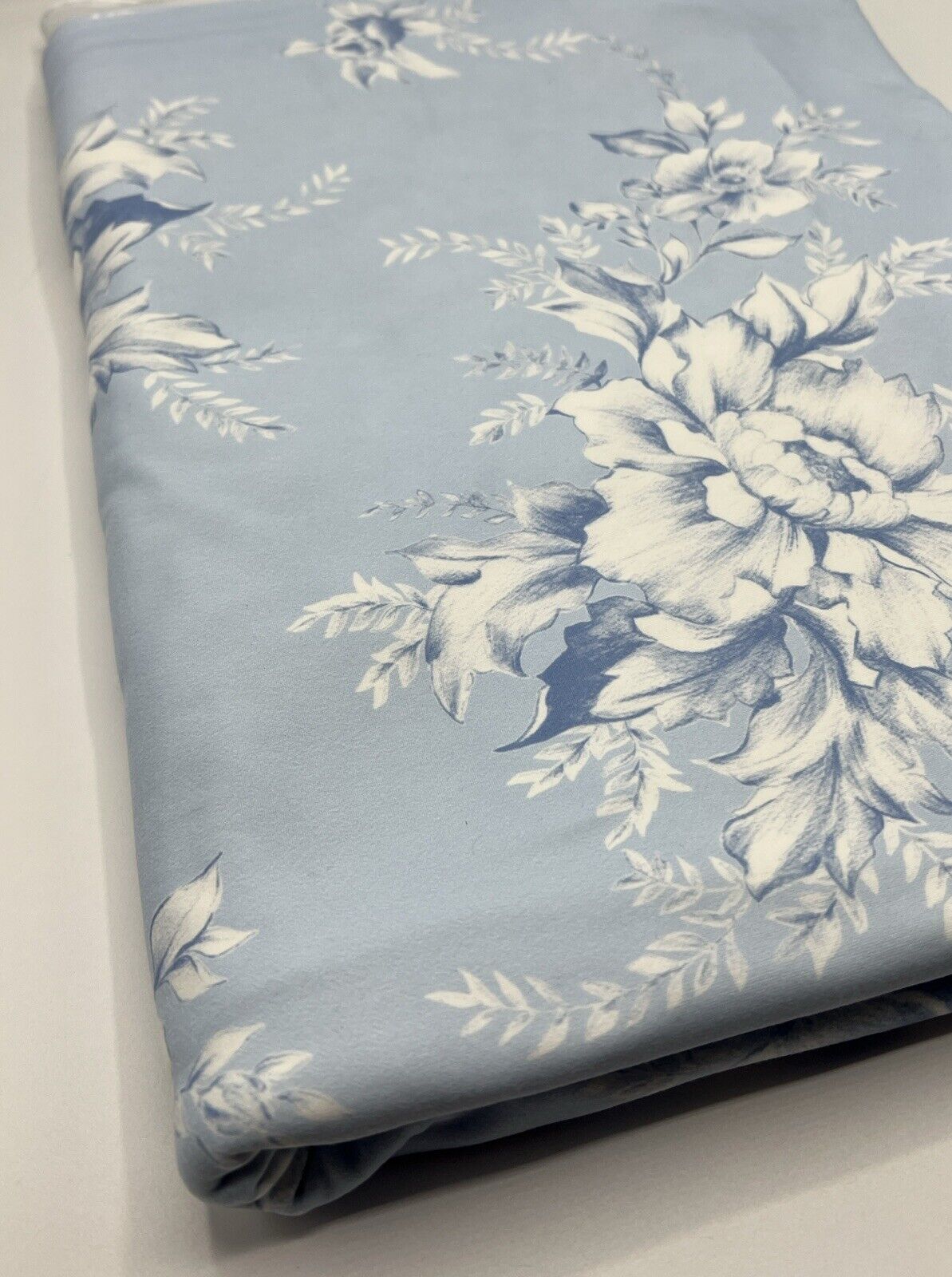 Blue Floral Print Super Soft Spun Poly Stretch Fabric - T9 Fabrics