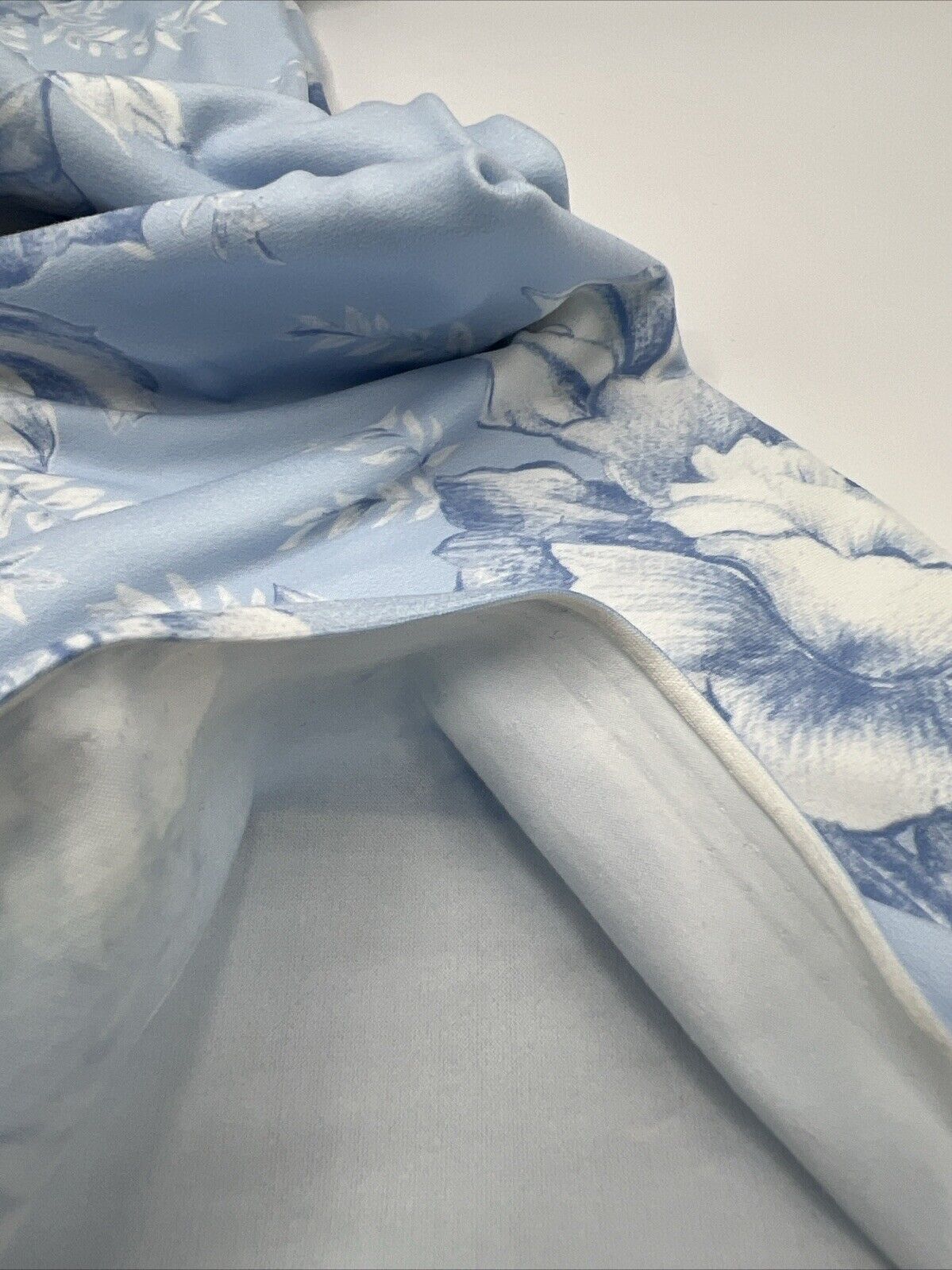 Blue Floral Print Super Soft Spun Poly Stretch Fabric - T9 Fabrics