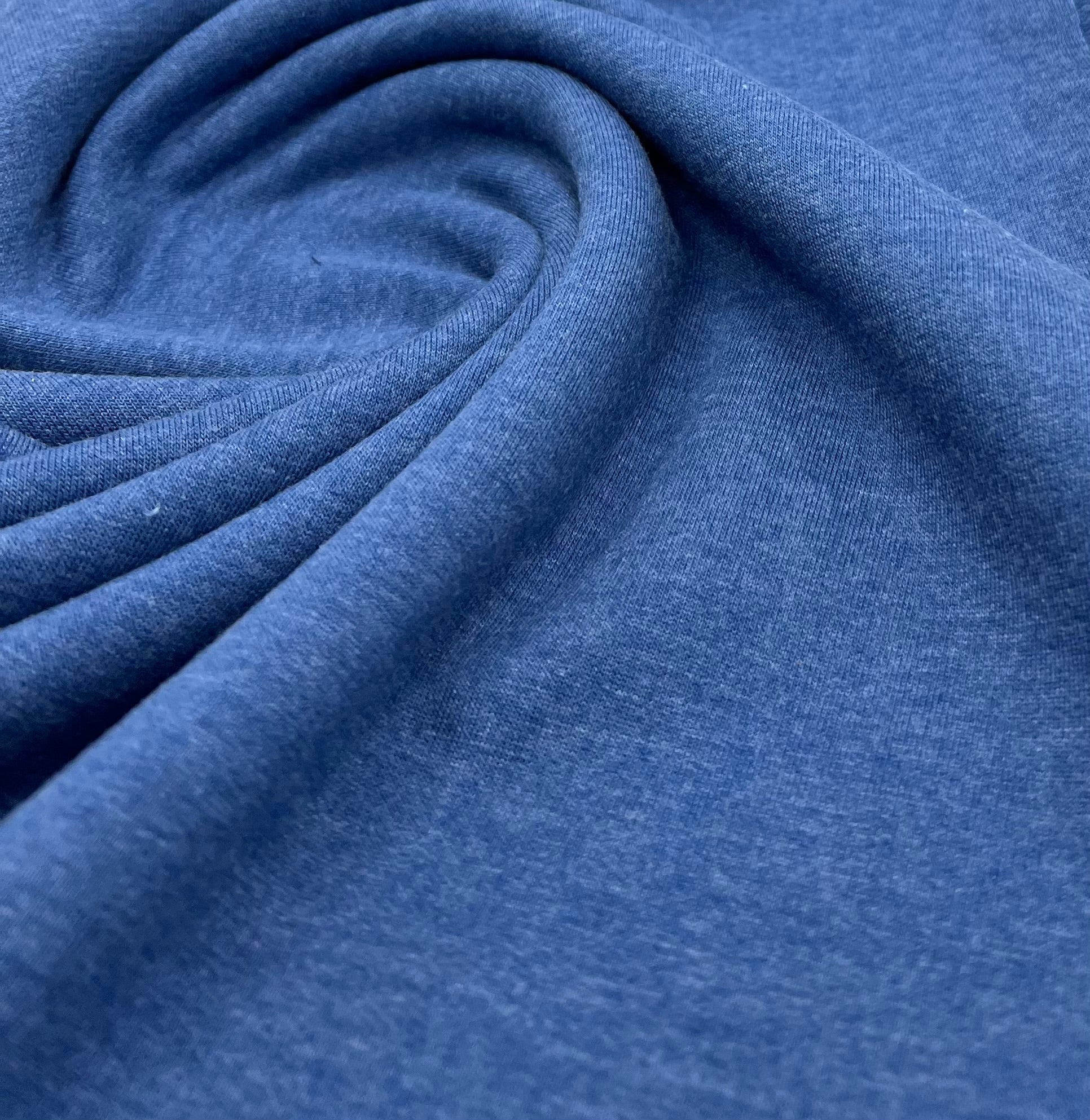 Blue French Terry Loopback Cotton Jersey 230 GSM 95/5 Lycra 4 Way Stretch - T9 Fabrics