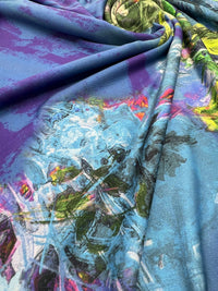 Blue Green Mix Print Soft Touch 4 Way Stretch Fabric - T9 Fabrics