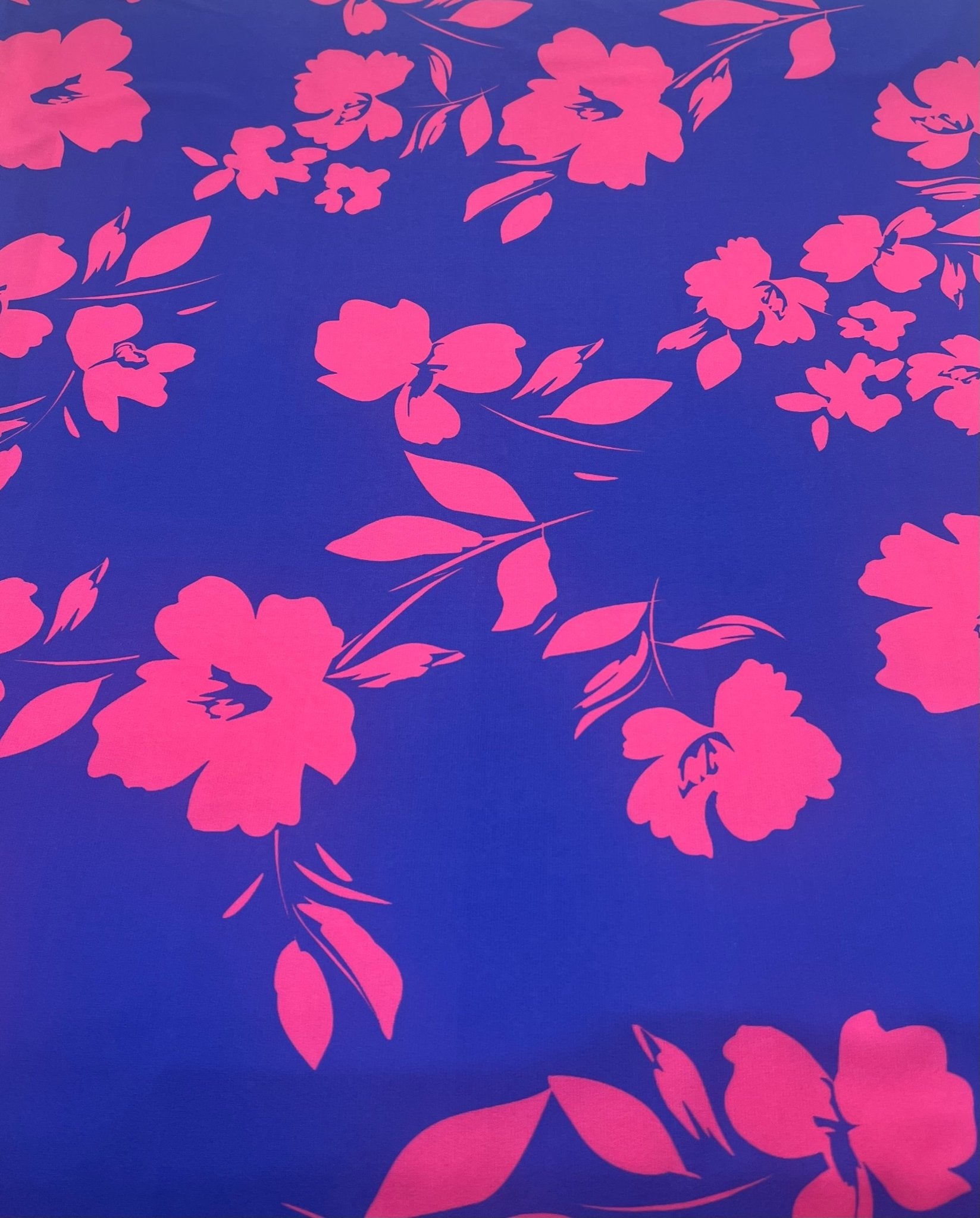 Blue Hot Pink Floral Print ITY Fabric 4 Way Stretch - T9 Fabrics