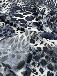 Blue Leopard Print Mesh Fabric Stretch - T9 Fabrics