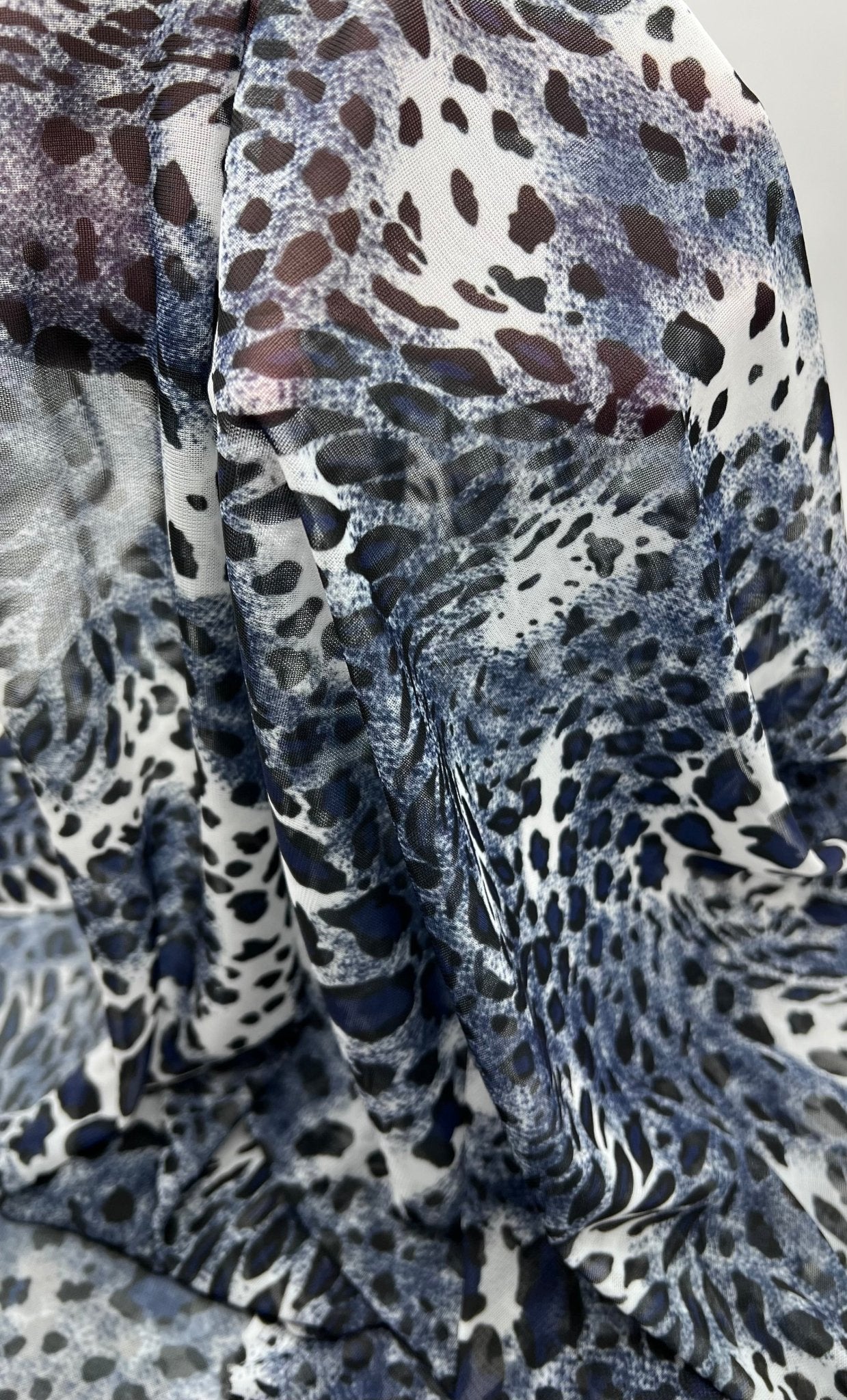 Blue Leopard Print Mesh Fabric Stretch - T9 Fabrics