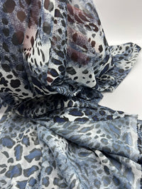 Blue Leopard Print Mesh Fabric Stretch - T9 Fabrics