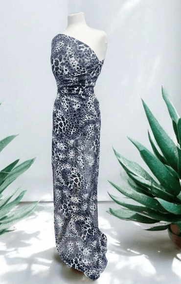 Blue Leopard Print Mesh Fabric Stretch - T9 Fabrics