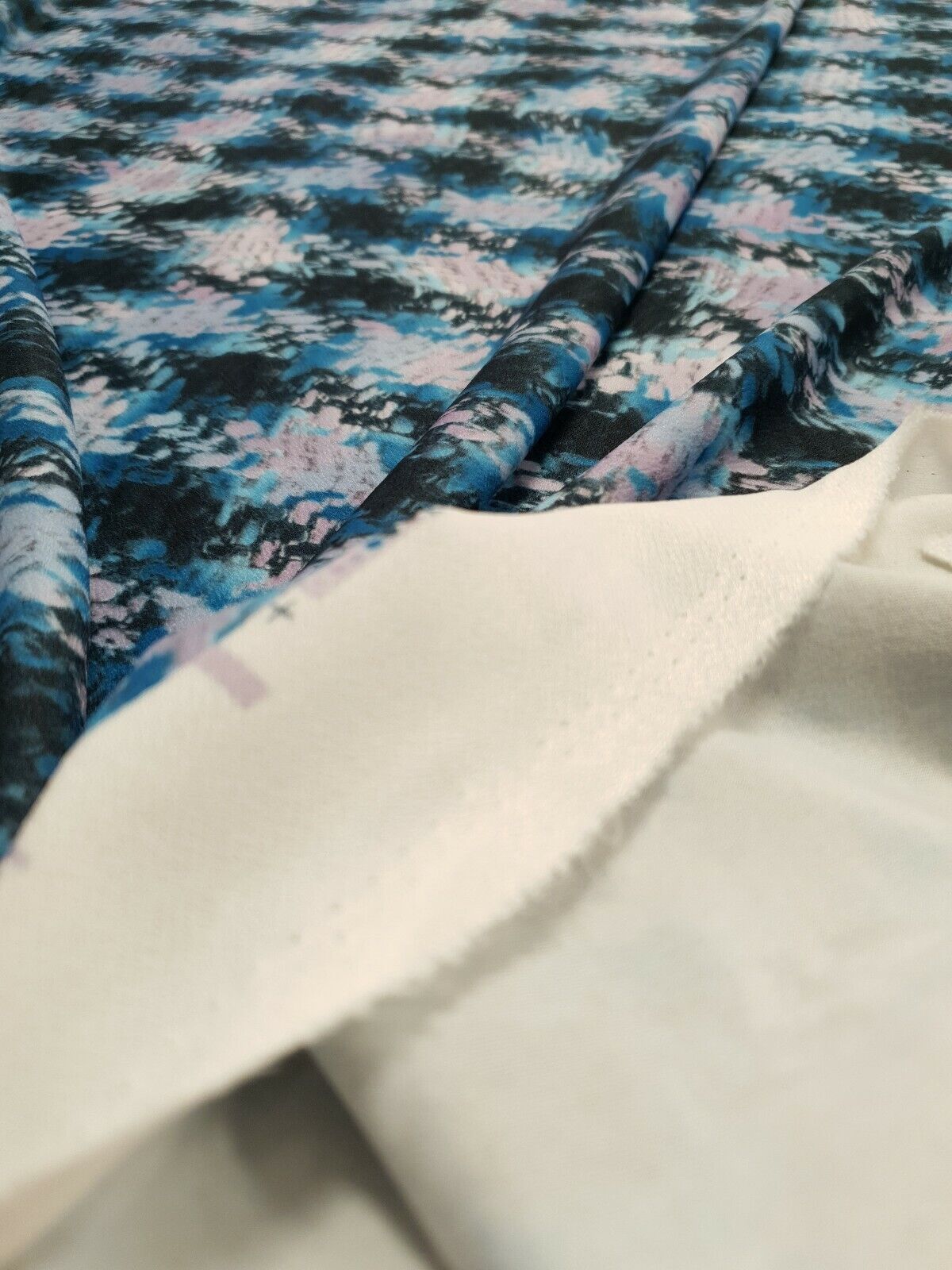 Blue Mix Printed Lightweight Jersey Crepe Fabric 4 Way Stretch - T9 Fabrics