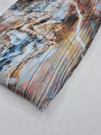 Blue Mix Printed Plisse Pleated Stretch Fabric - T9 Fabrics