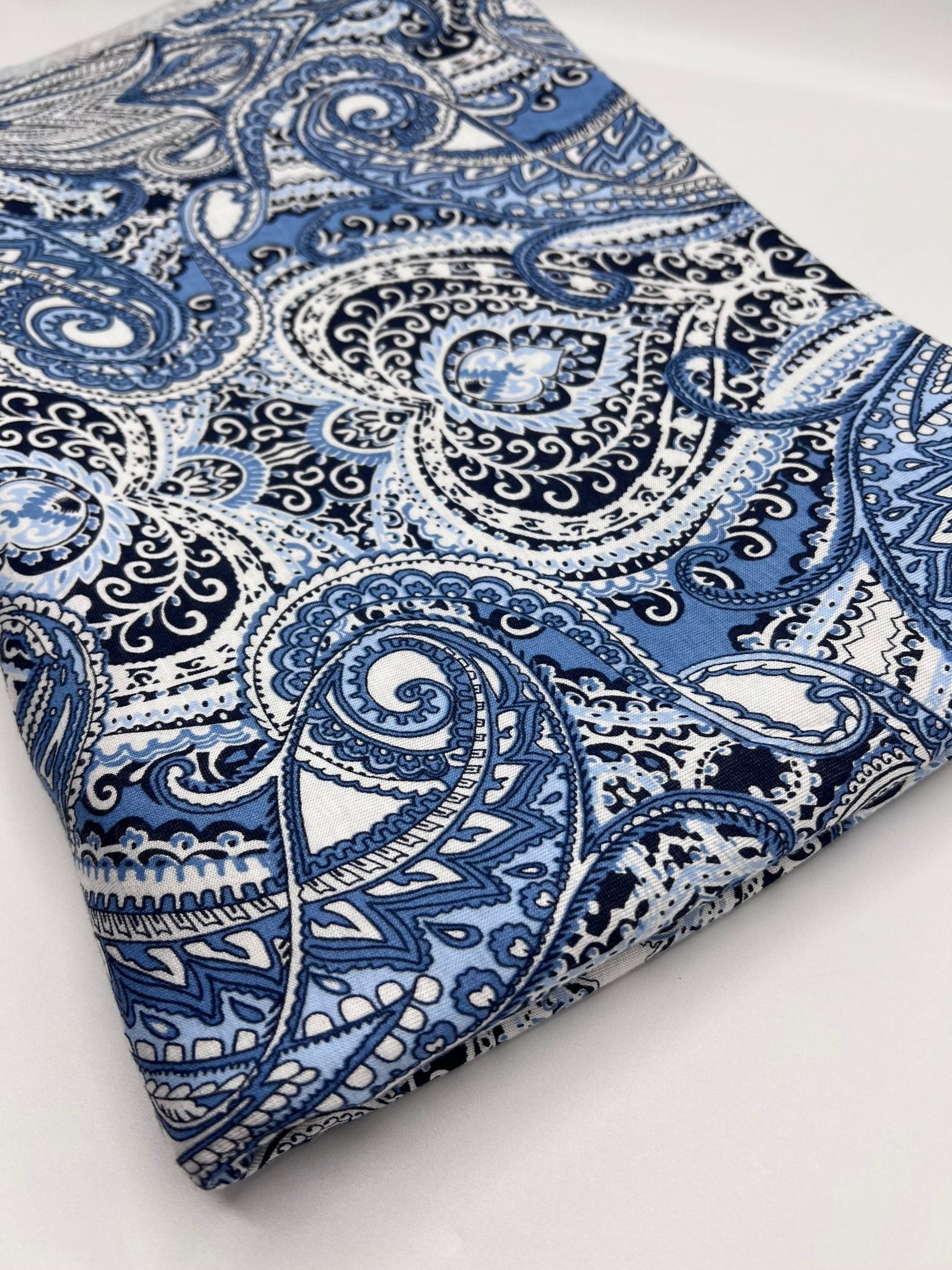 Blue Paisley Mix Print Viscose Elastane Fabric - T9 Fabrics