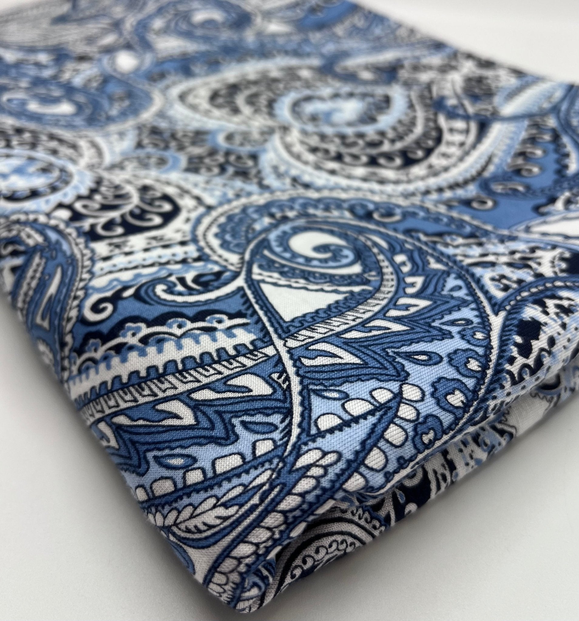 Blue Paisley Mix Print Viscose Elastane Fabric - T9 Fabrics