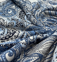 Blue Paisley Mix Print Viscose Elastane Fabric - T9 Fabrics