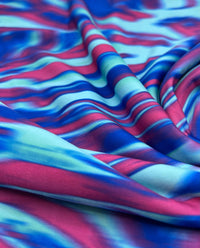 Blue Pink Mix Print ITY Fabric 2 Way Stretch - T9 Fabrics