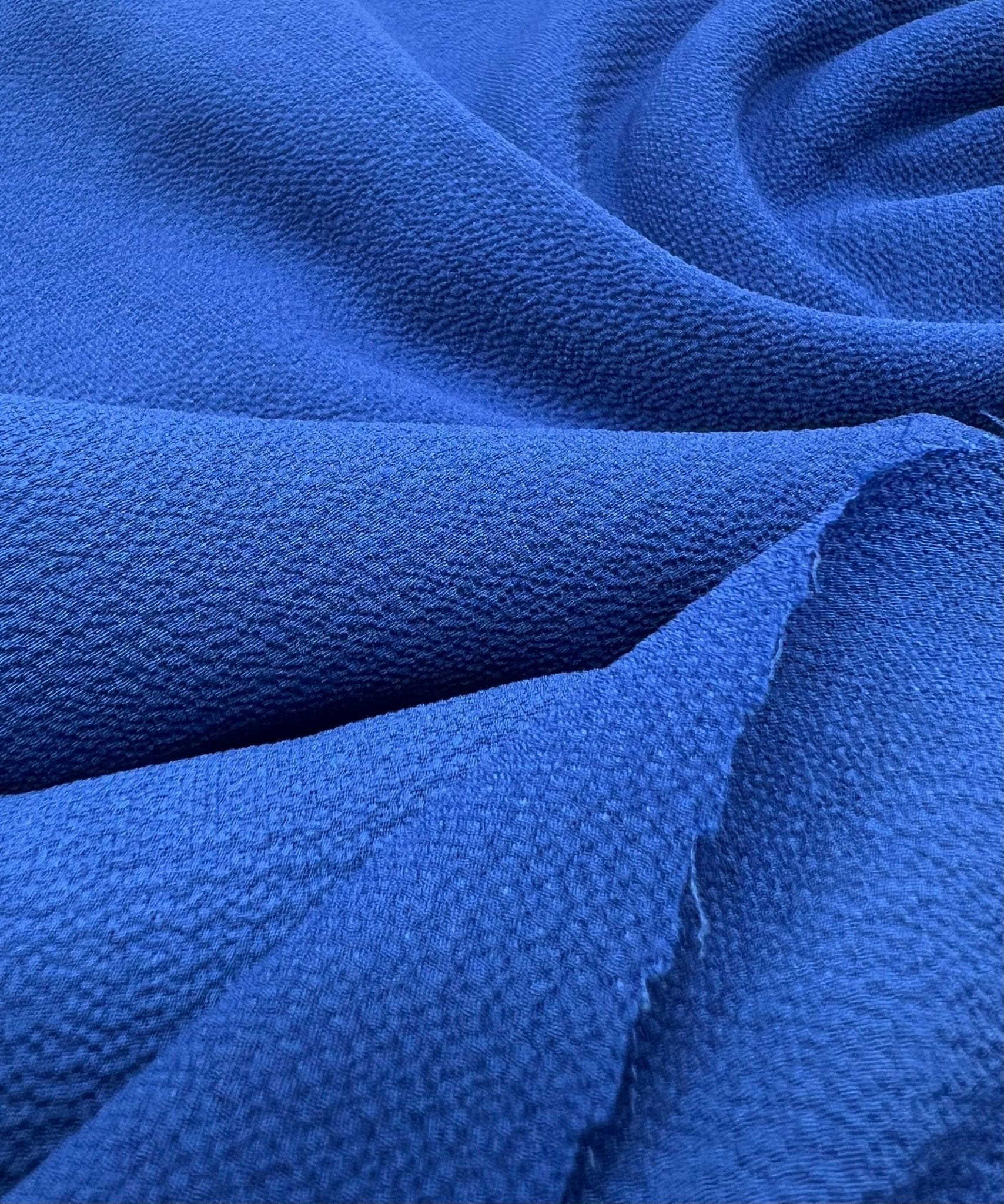 Blue Plain Lightweight Bubble Crepe Fabric - T9 Fabrics