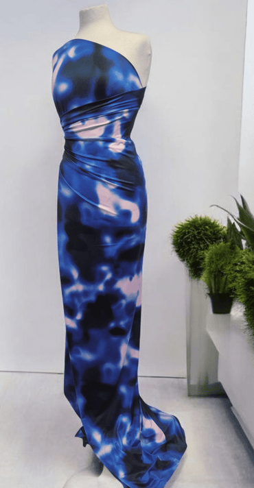 Blue Print Soft Touch Stretch Fabric - T9 Fabrics