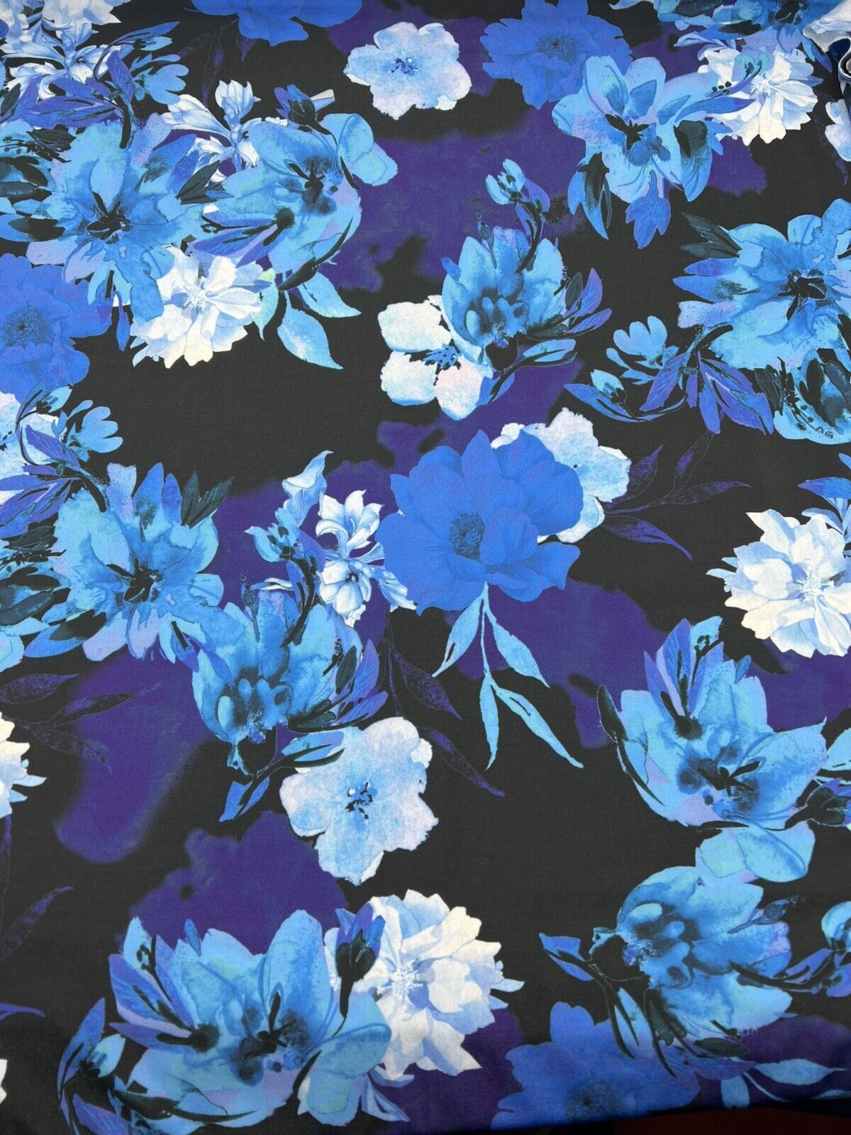 Blue Purple Mix Large Floral ITY Fabric - T9 Fabrics