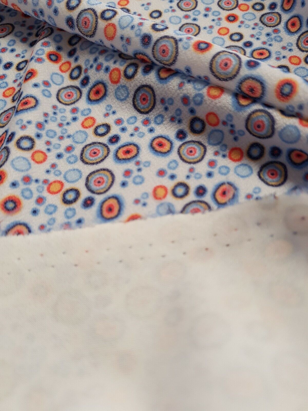 Blue Small Circles Print Lightweigh Jersey Crepe Fabric 4 Way Stretch - T9 Fabrics