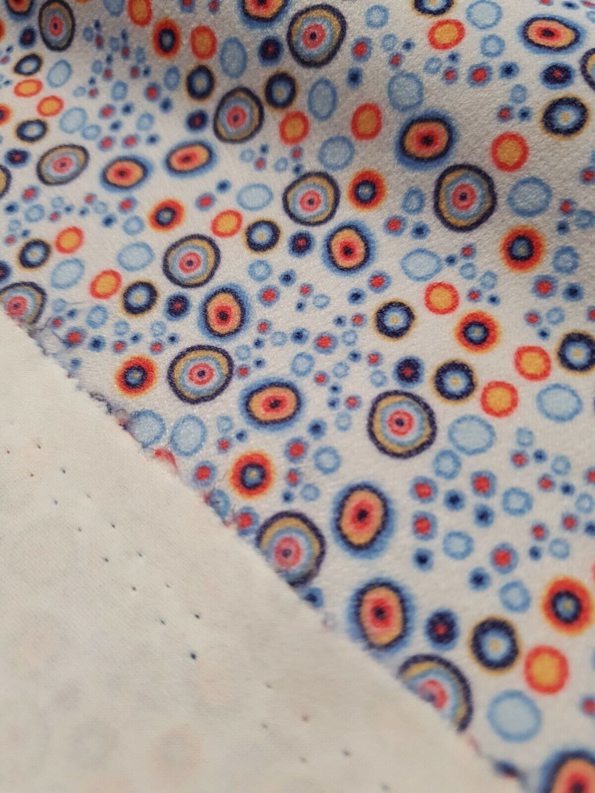 Blue Small Circles Print Lightweigh Jersey Crepe Fabric 4 Way Stretch - T9 Fabrics