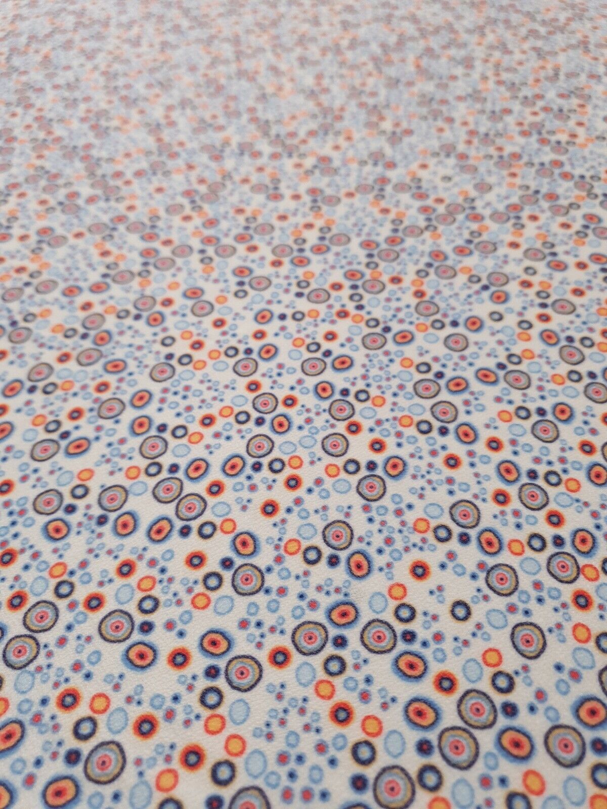 Blue Small Circles Print Lightweigh Jersey Crepe Fabric 4 Way Stretch - T9 Fabrics