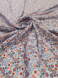 Blue Small Circles Print Lightweigh Jersey Crepe Fabric 4 Way Stretch - T9 Fabrics