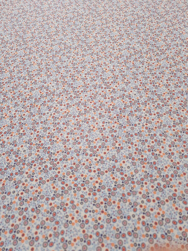 Blue Small Circles Print Lightweigh Jersey Crepe Fabric 4 Way Stretch - T9 Fabrics