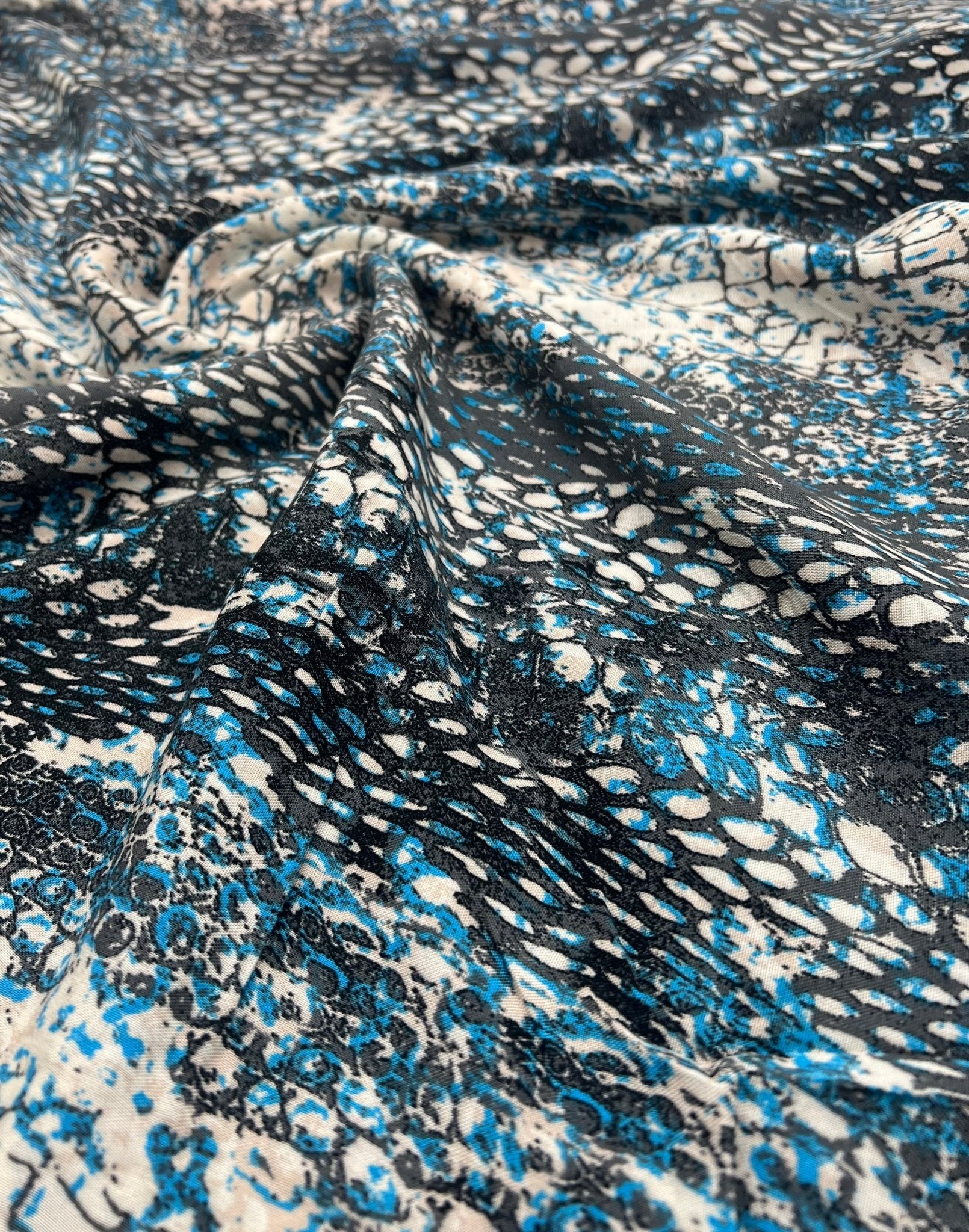 Blue Snake Mix 100% Viscose Non Stretch Fabric - T9 Fabrics