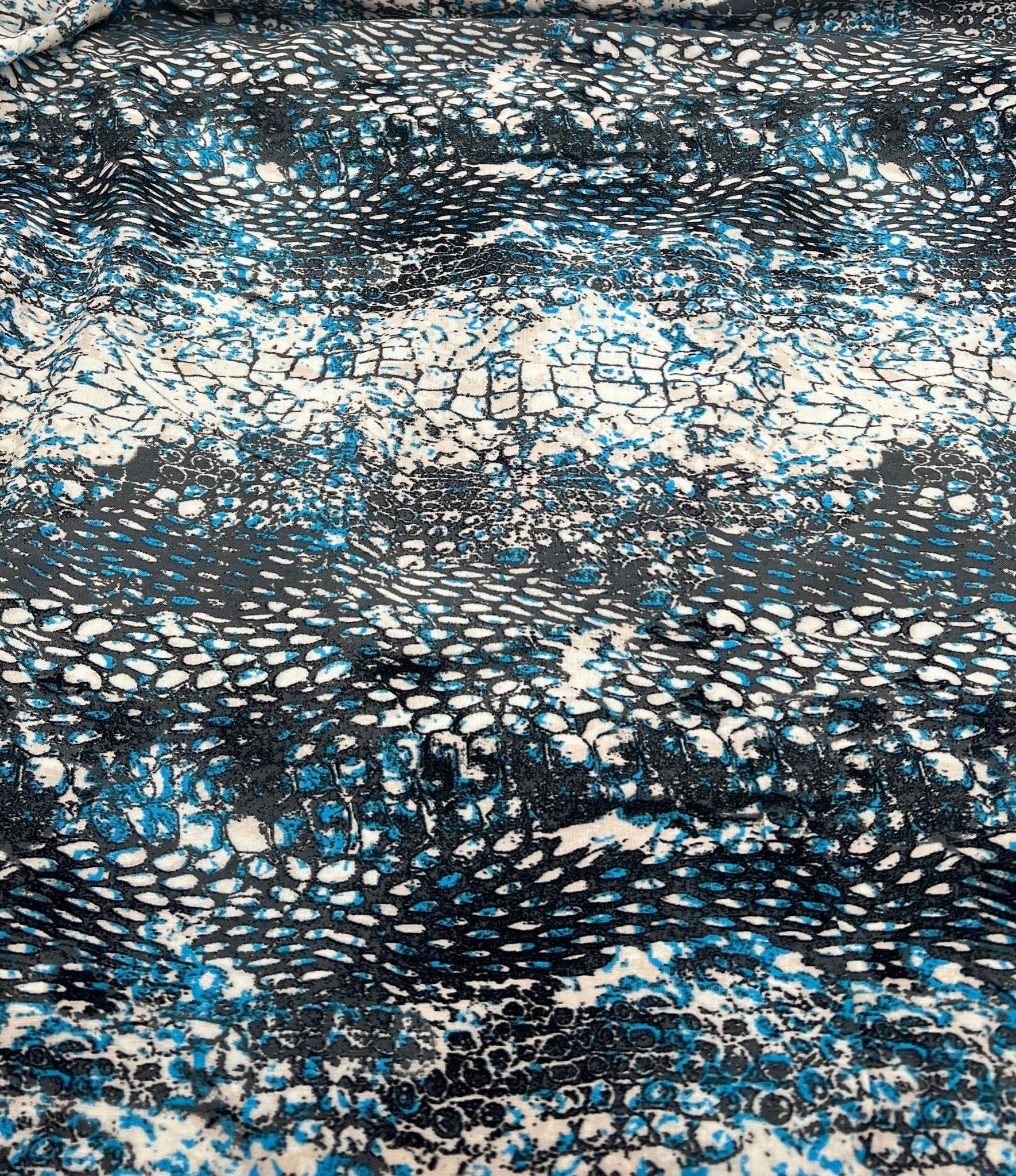 Blue Snake Mix 100% Viscose Non Stretch Fabric - T9 Fabrics