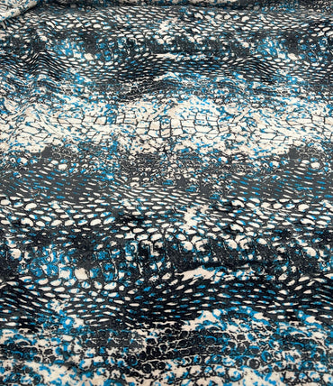 Blue Snake Mix 100% Viscose Non Stretch Fabric - T9 Fabrics