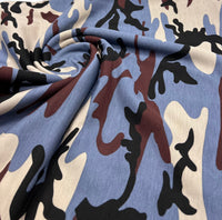 Blue Stone Brown Camo Mix Print Viscose Elastane Fabric - T9 Fabrics