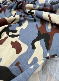 Blue Stone Brown Camo Mix Print Viscose Elastane Fabric - T9 Fabrics