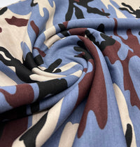 Blue Stone Brown Camo Mix Print Viscose Elastane Fabric - T9 Fabrics