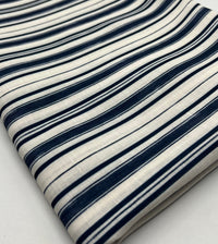 Blue Stripe Linen Look Non Stretch Fabric - T9 Fabrics