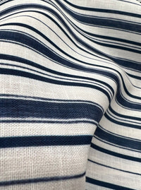 Blue Stripe Linen Look Non Stretch Fabric - T9 Fabrics
