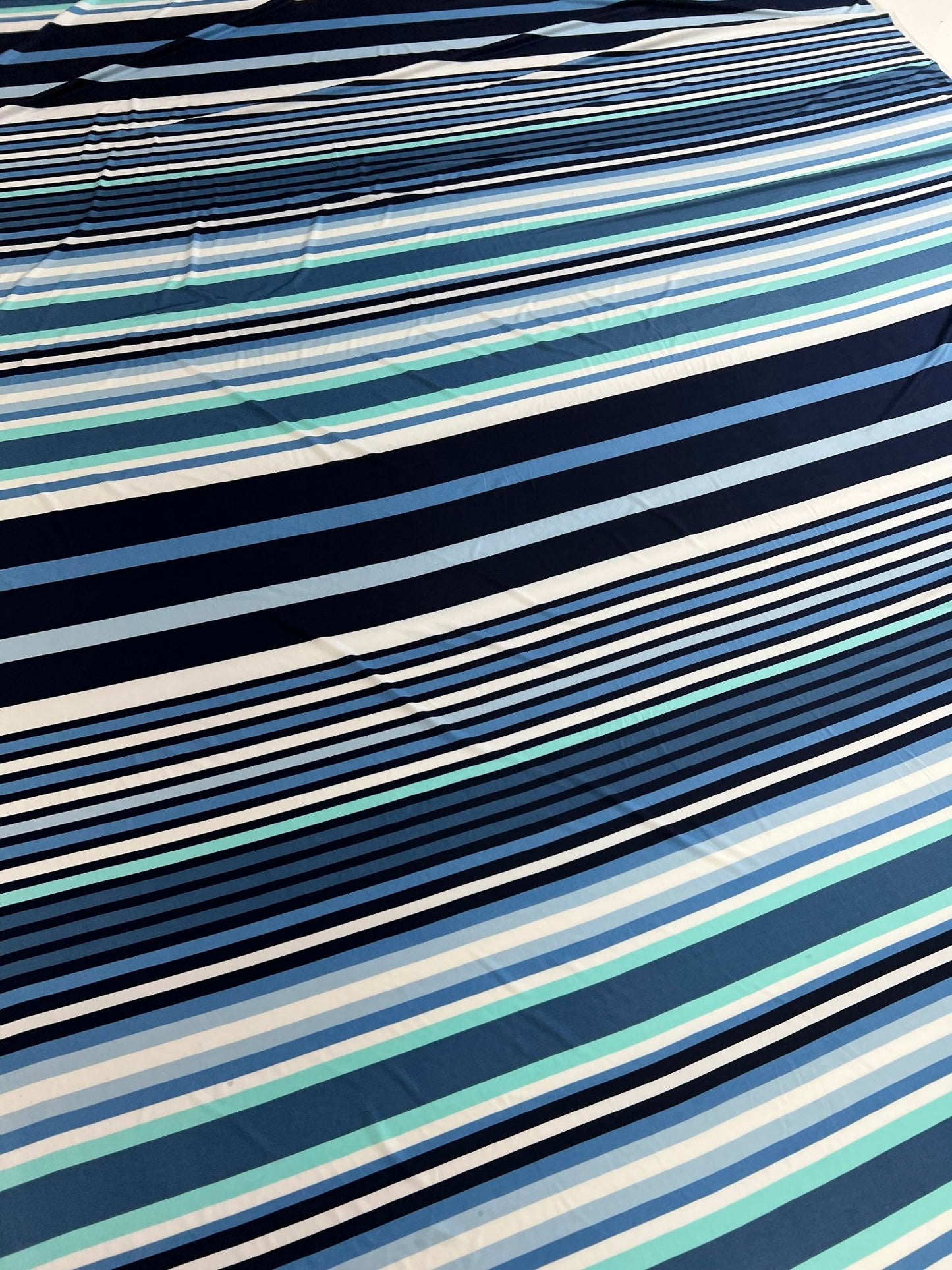 Blue Stripe Print Soft Touch 4 Way Stretch Fabric - T9 Fabrics